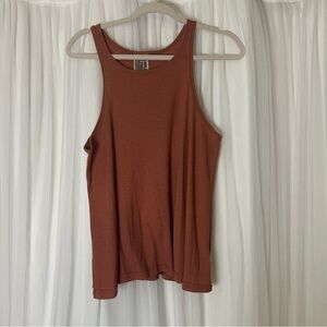 Free People Rust Ribbed Tank Top